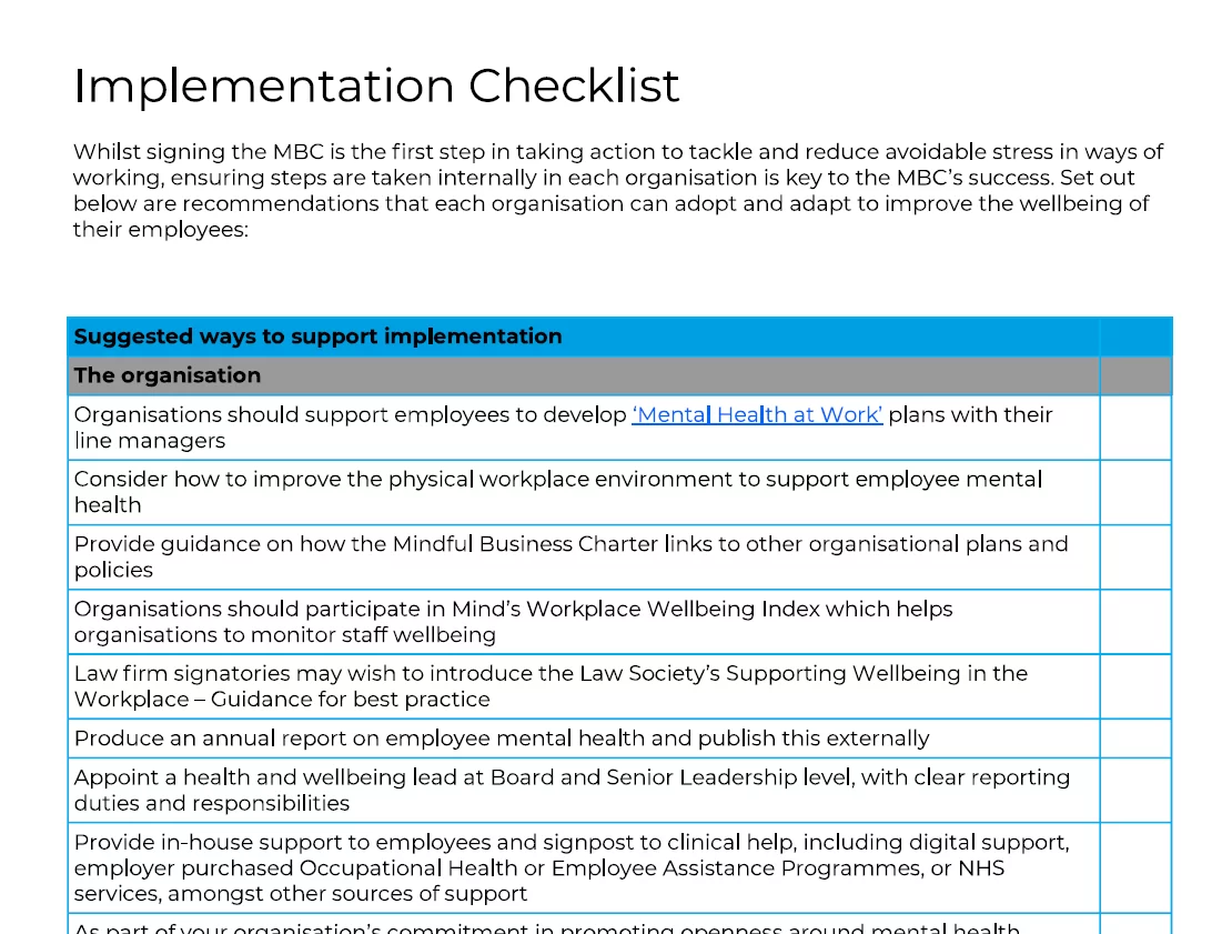 Implementation Checklist
