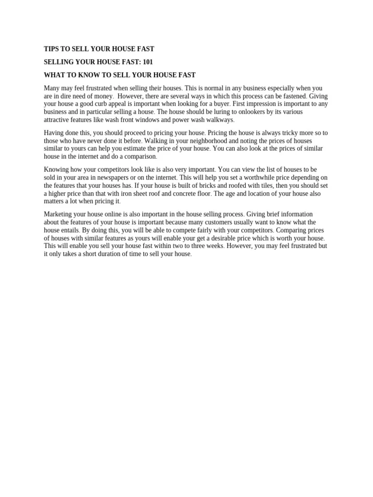 SELL YOUR HOUSE FAST | PDF